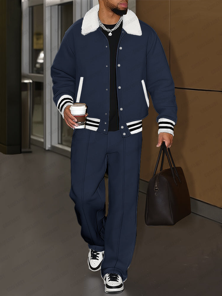 Urban casual jas- en broekset met pluche