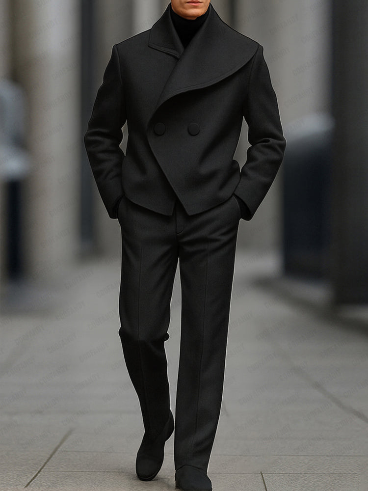Stylish Asymmetry Design Blazer Pants Set
