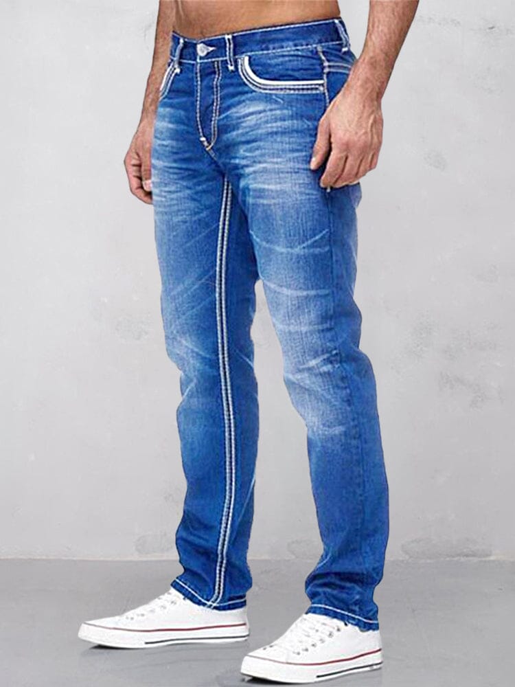 classic double stitches slim fit jeans