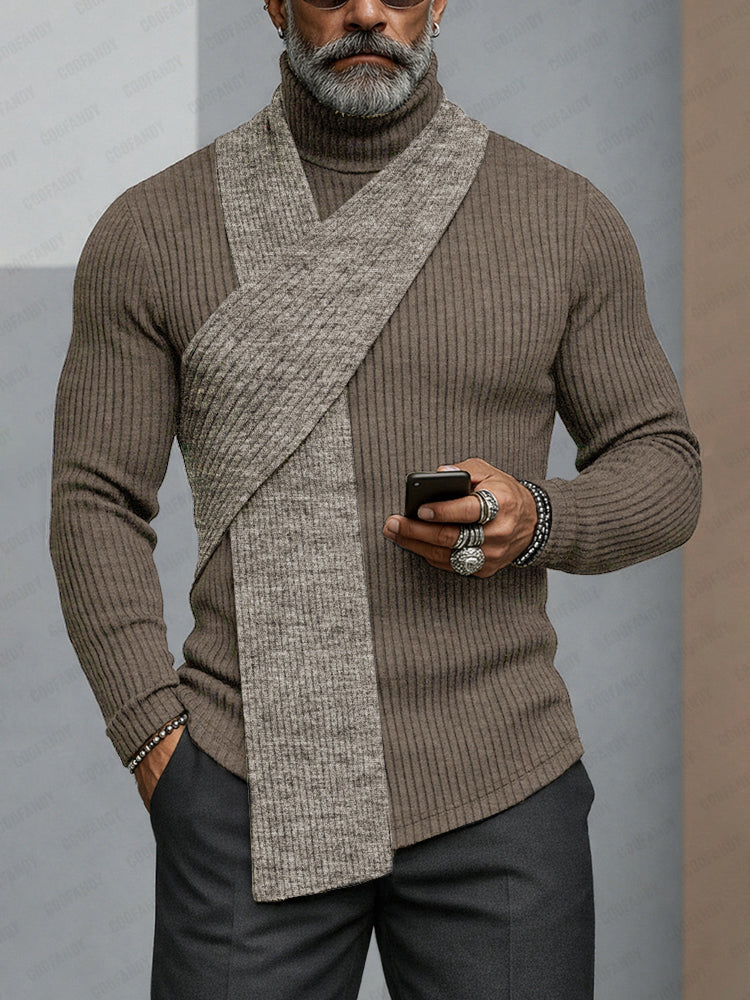 Minimalistische coltrui met sjaalaccent