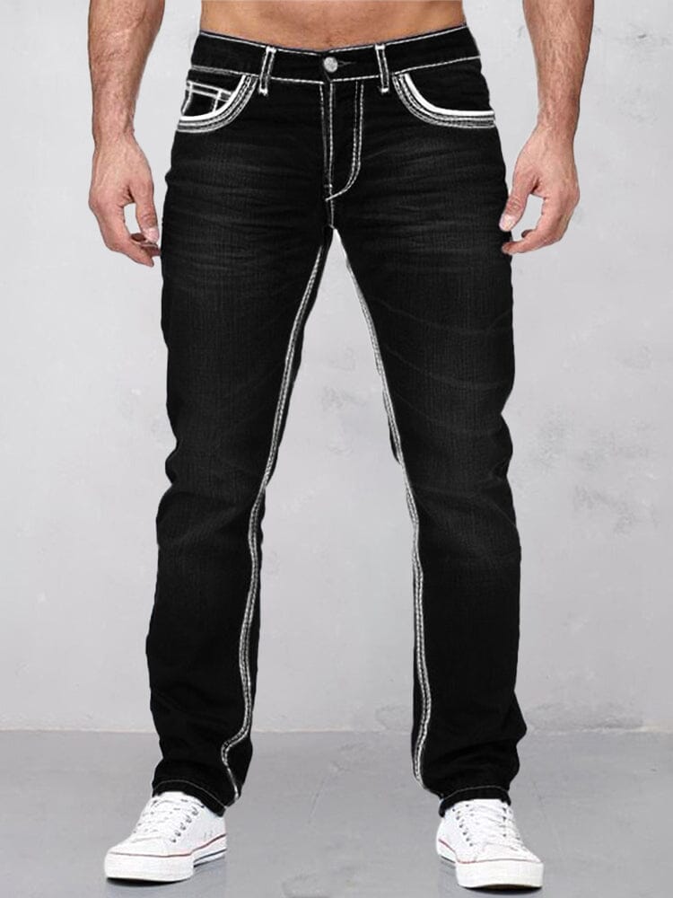 classic double stitches slim fit jeans