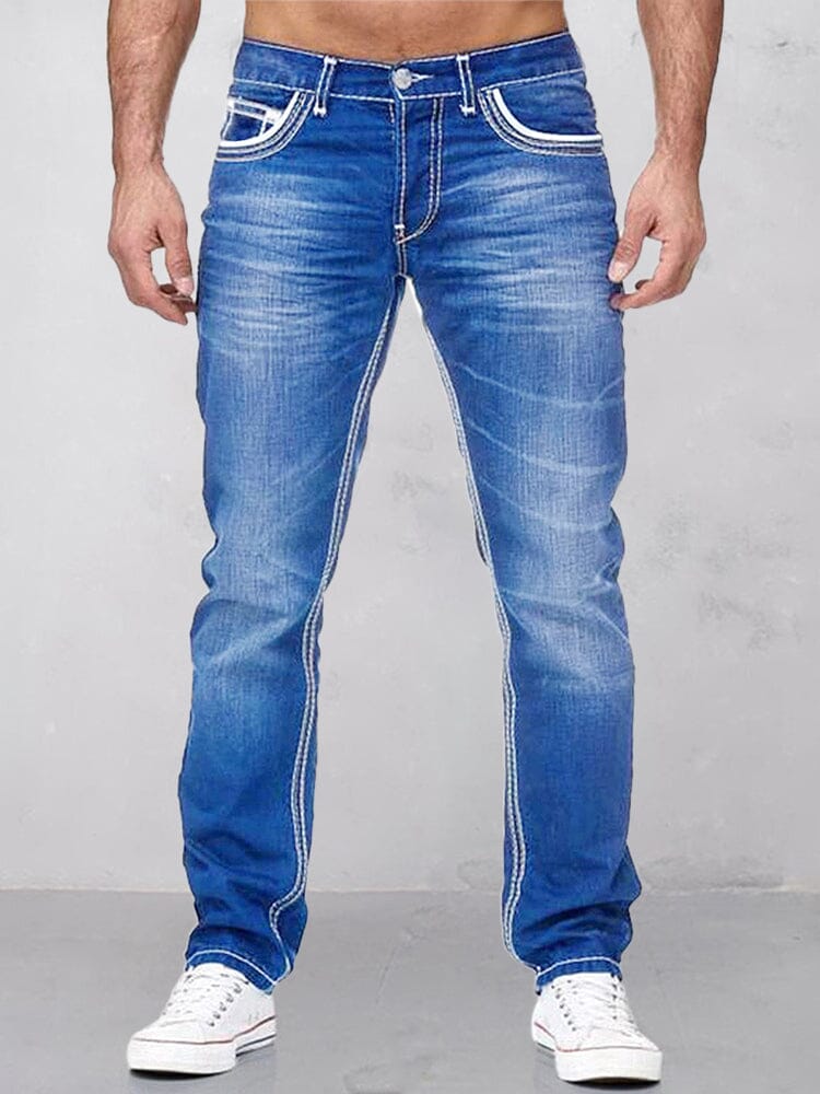 classic double stitches slim fit jeans