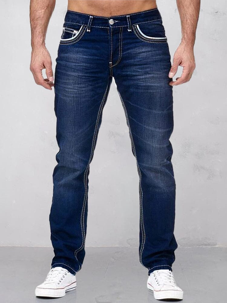 classic double stitches slim fit jeans
